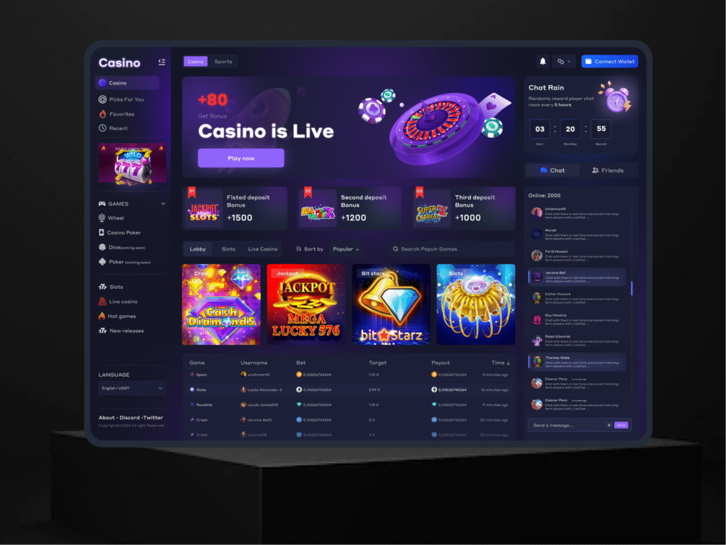 Crypto Casinos interface