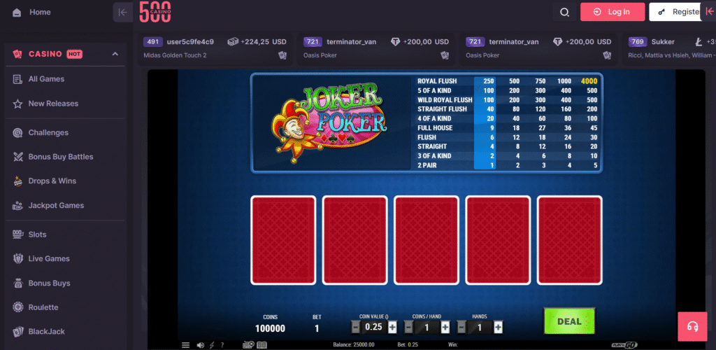 Poker Interface